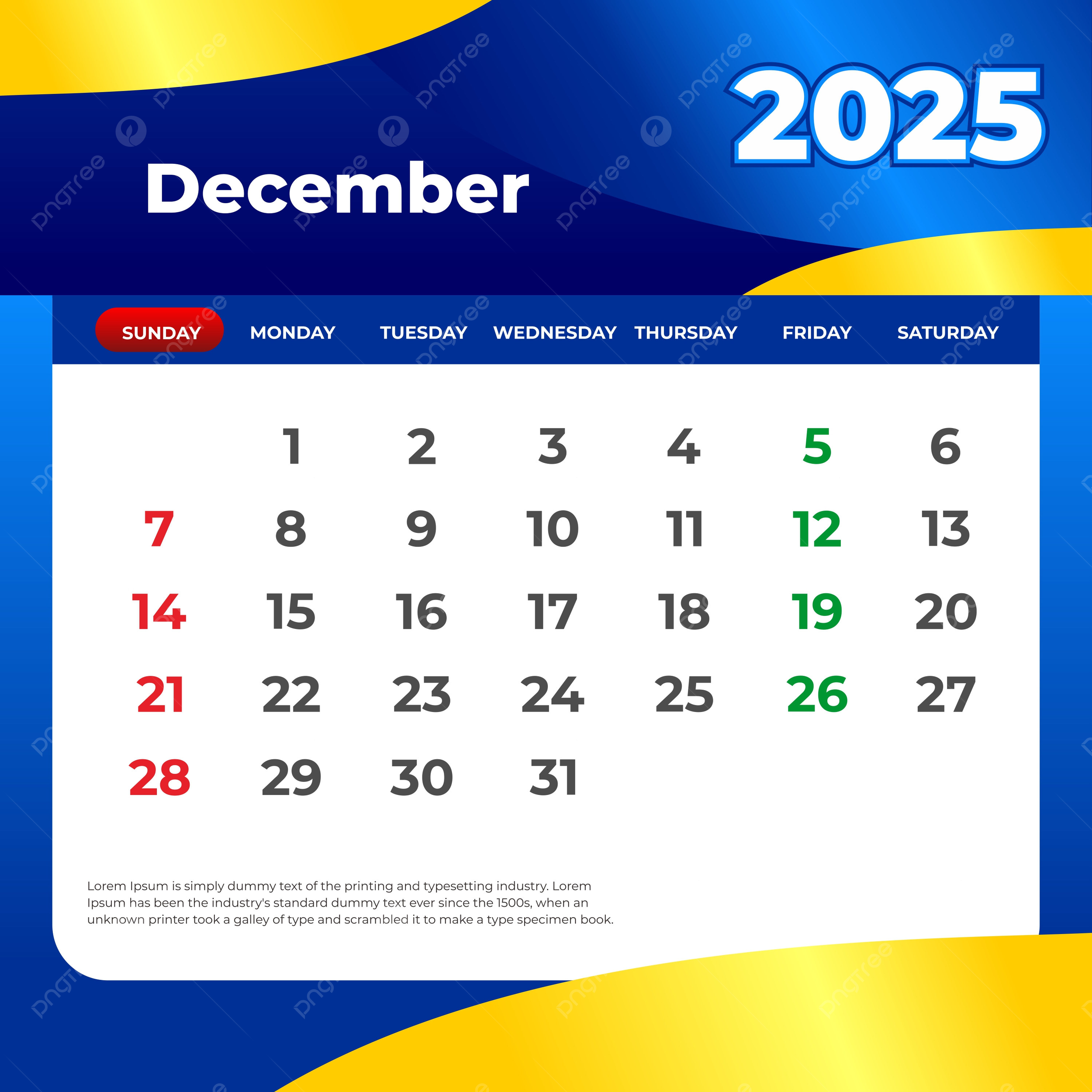 Blank December Calendar 2025 Free Printable