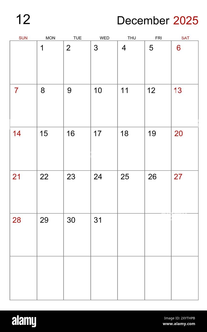 Blank December 2025 Calendar