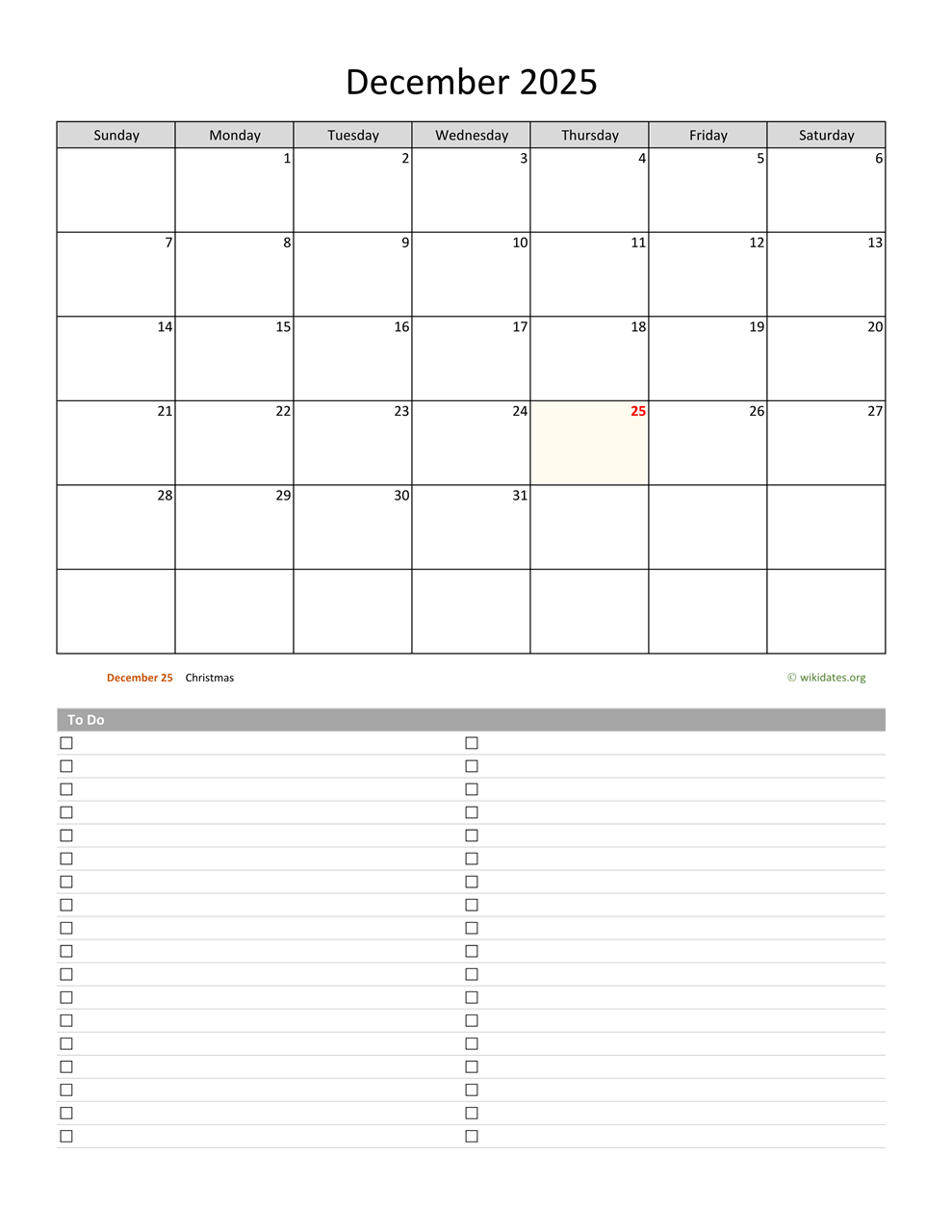 December 2025 Calendar With To Do List WikiDates December 2025 Calendar With To Do List WikiDates