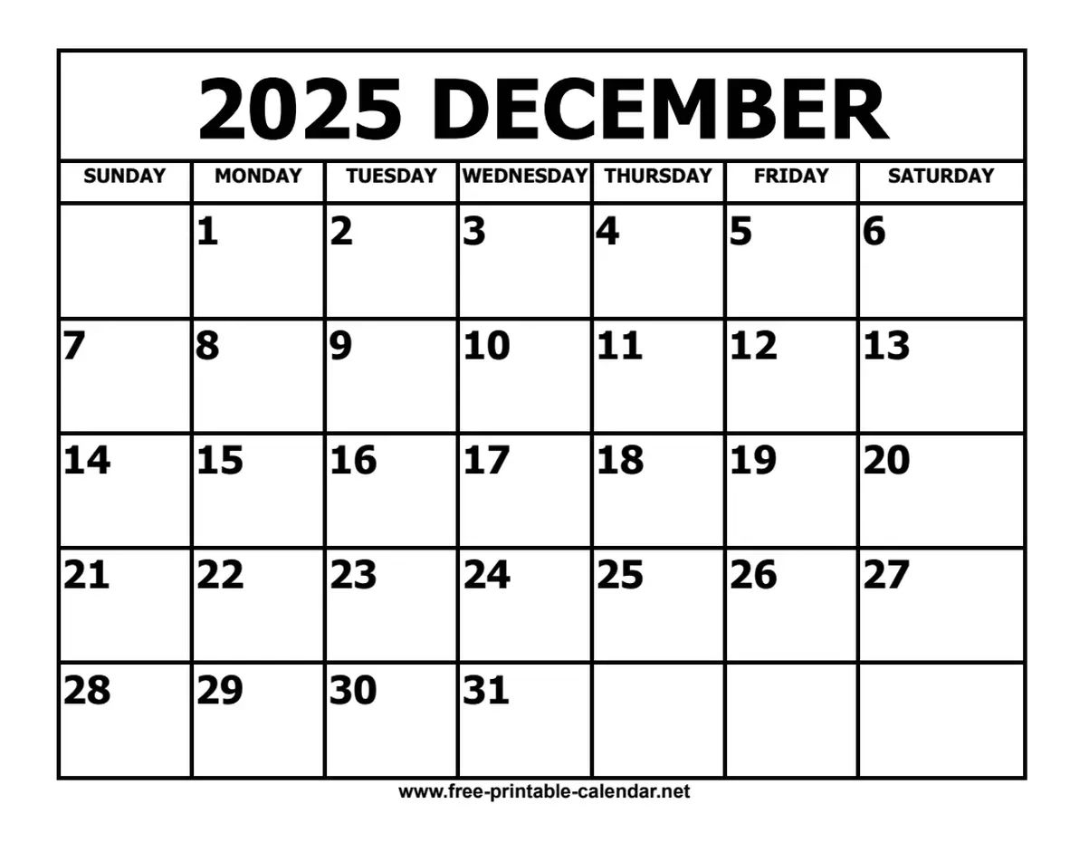 December 2025 Calendar
