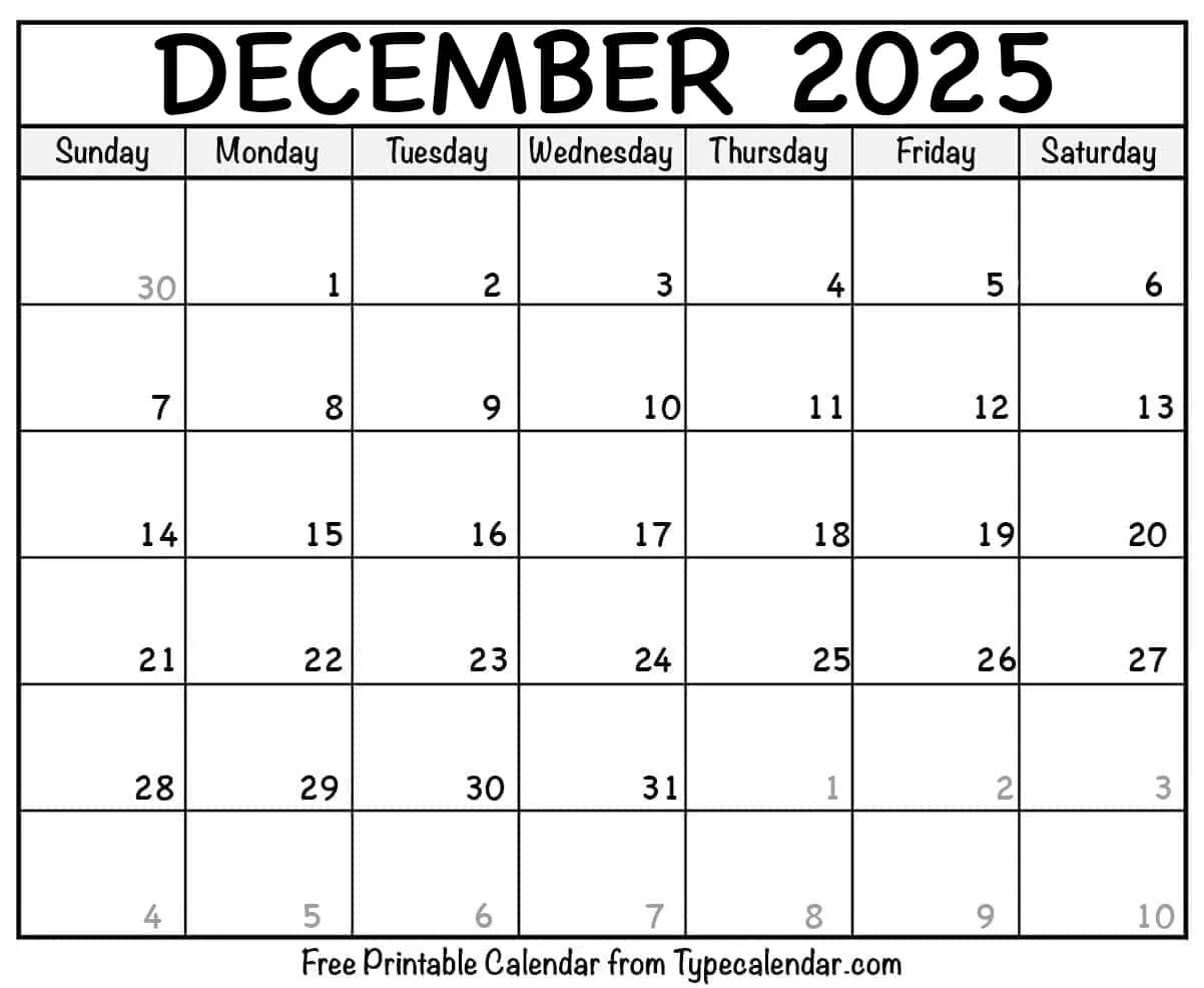 December 2025 Calendars Free Printable Templates