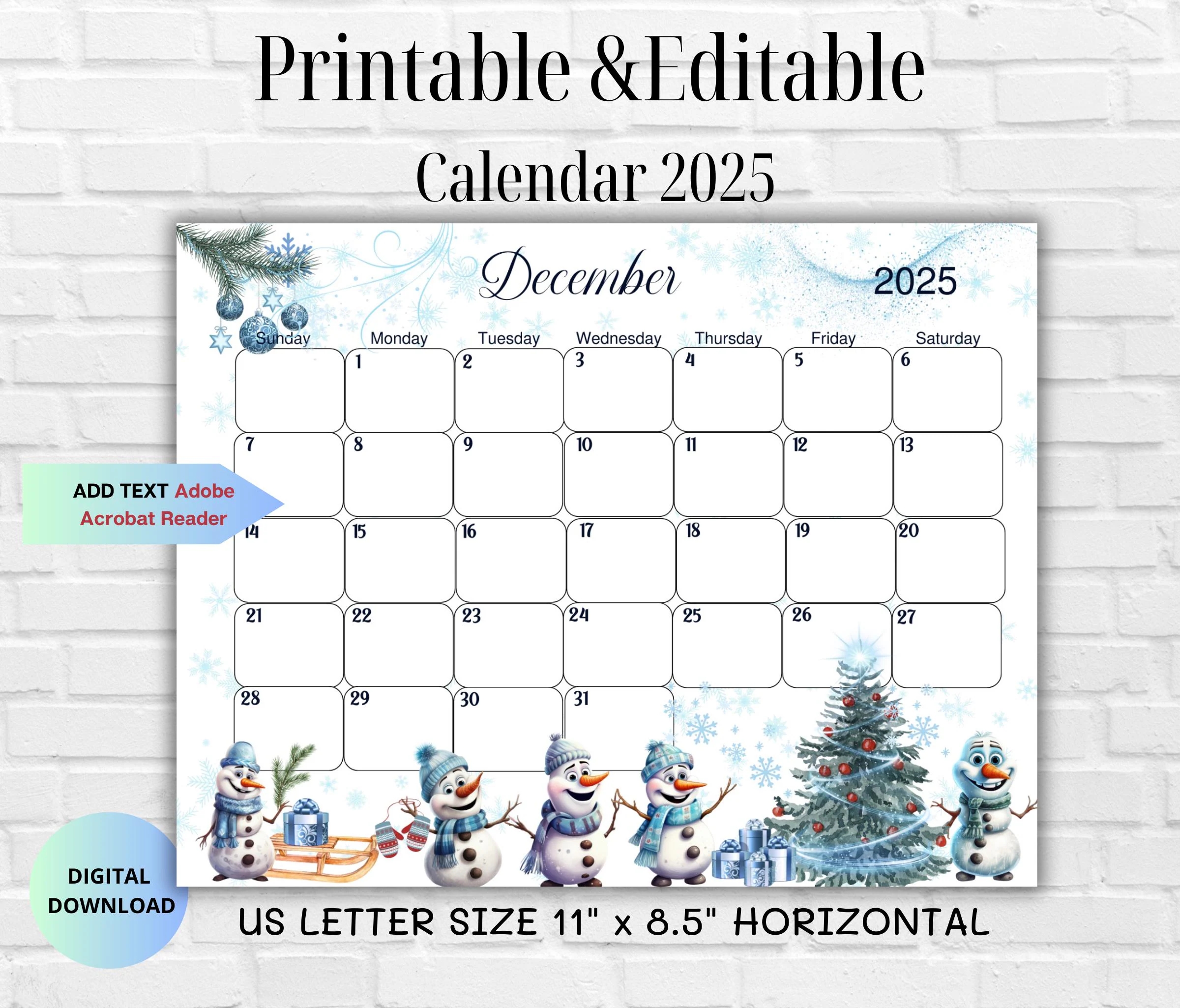 Blank Dec 2025 Printable Calendar