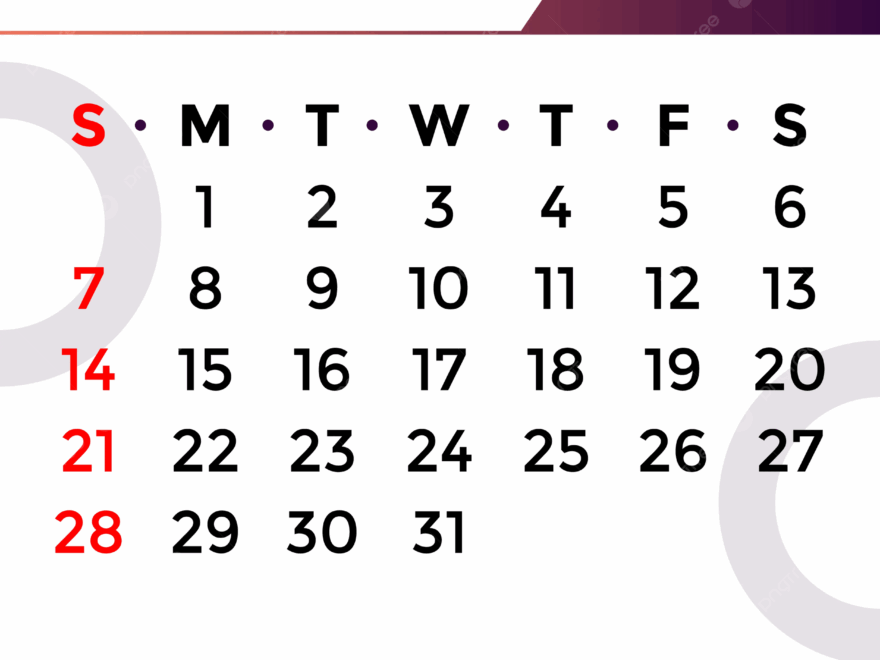 December Month Calendar 2025 Vector Template Download On Pngtree