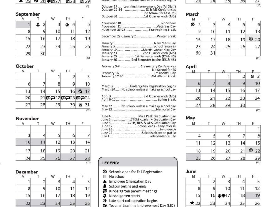 District Printable Calendar 2025 2026 District Printable Calendar Central Valley School District