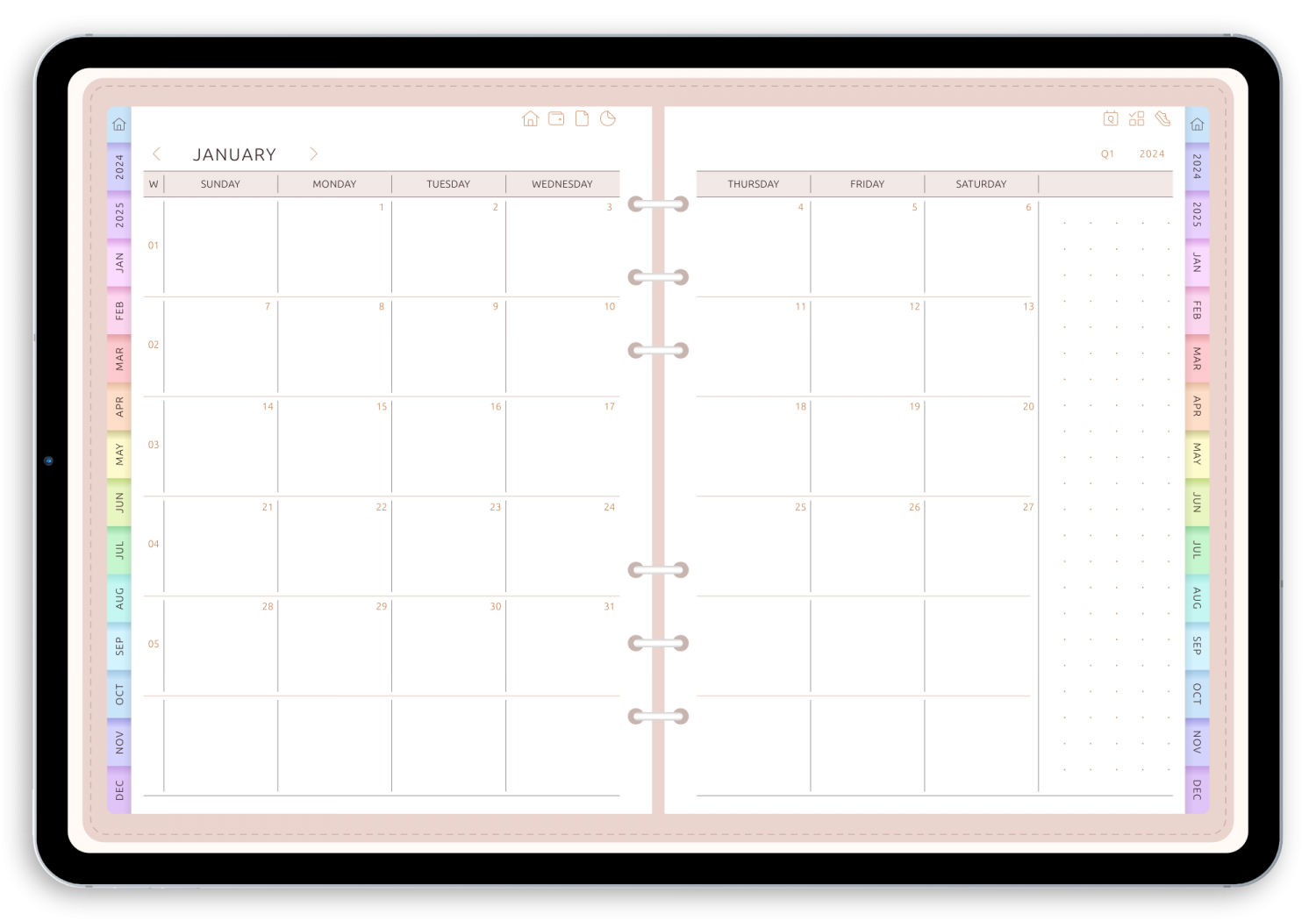 Blank Monthly Calendar Grid December 2025