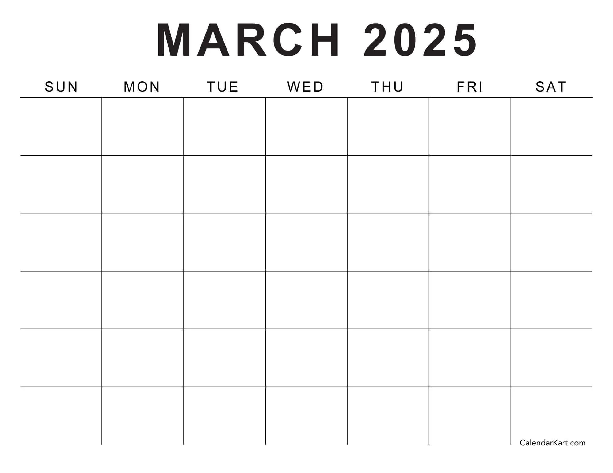 Download Free Printable March 2025 Calendar Calendarkart