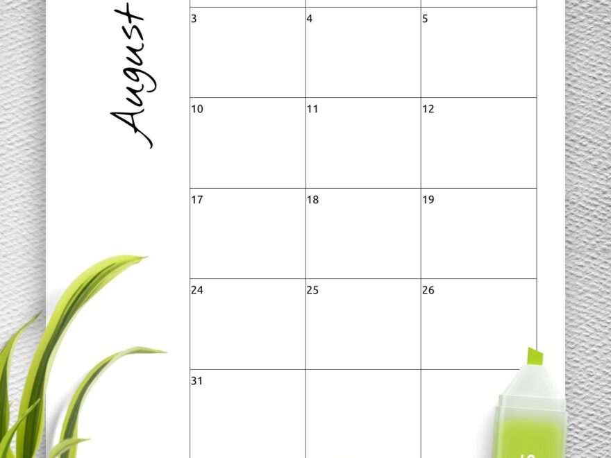 Download Printable Monthly Calendar With Notes PDF