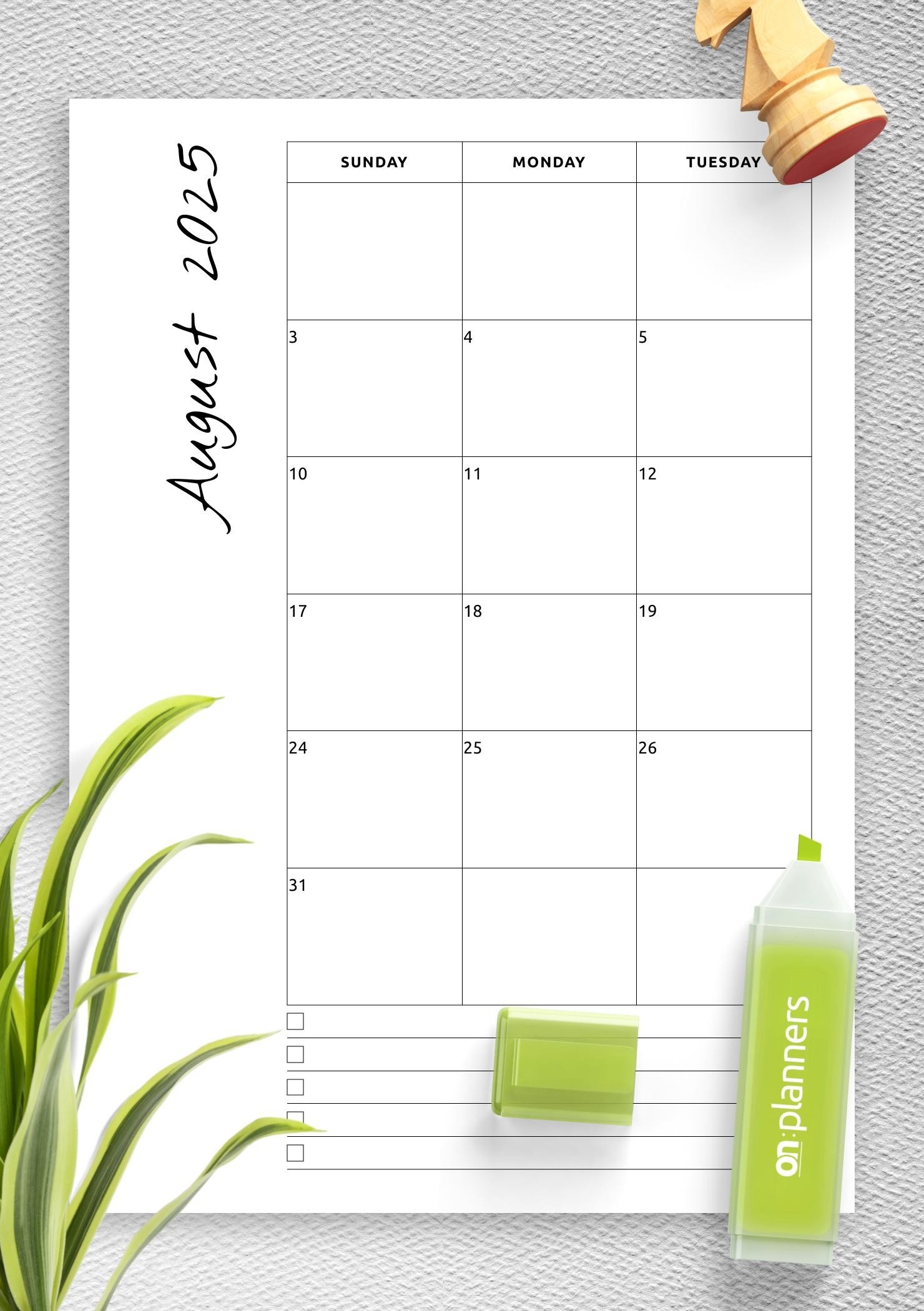 Download Printable Monthly Calendar With Notes PDF