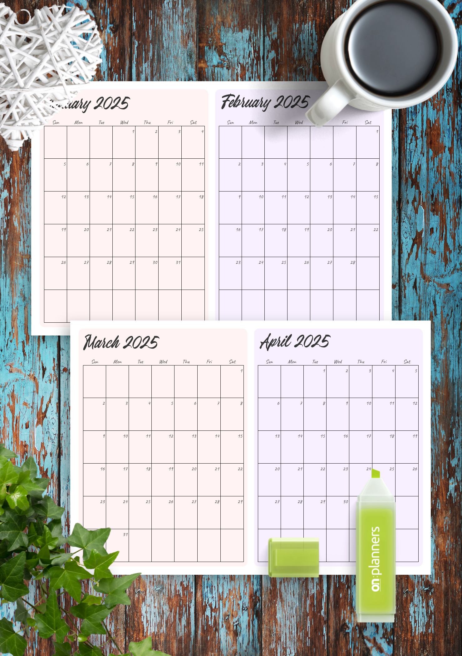 Download Printable Two Months On Page Calendar PDF