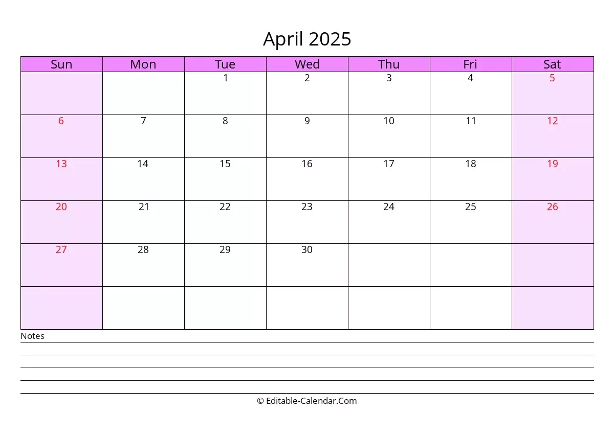 Free Editable Blank Calendar 2025