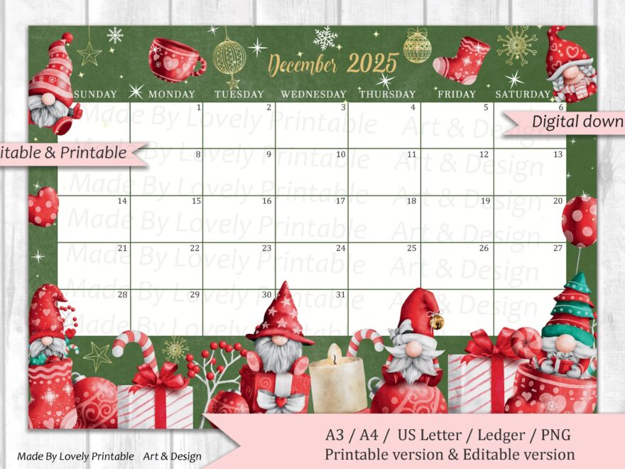 EDITABLE December 2025 Calendar Joyful Merry Christmas Printable Monthly Calendar Christmas Planner Kids School Schedule Instant Downlo Etsy