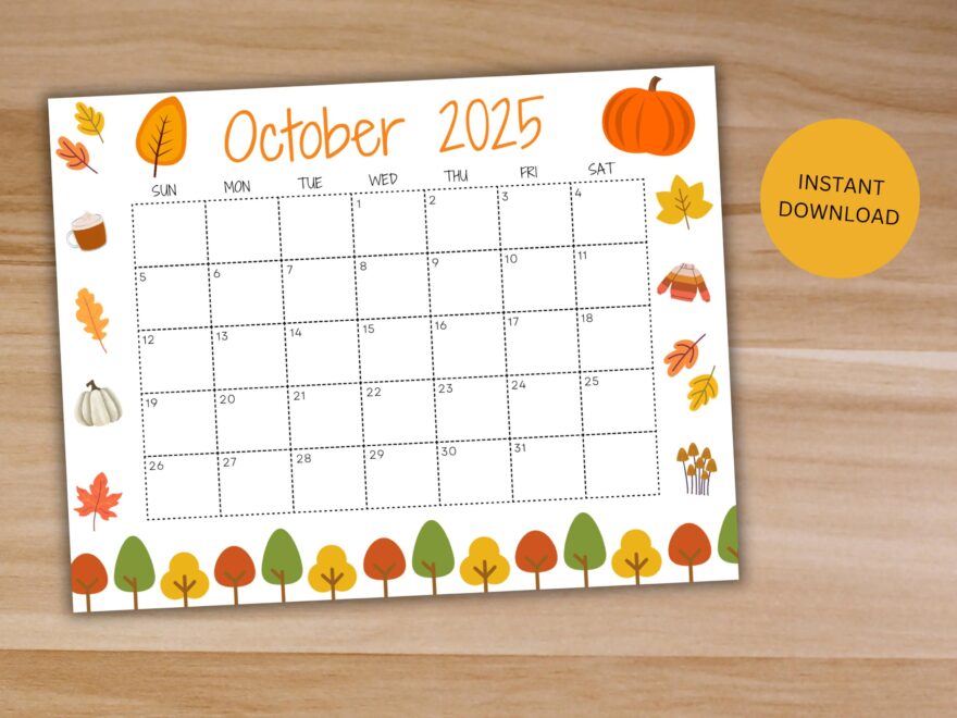 Editable October 2025 Calendar Printable Calendar 2025 Wall Calendar Monthly Calendar Classroom Calendar Fall Calendar School Calendar Etsy