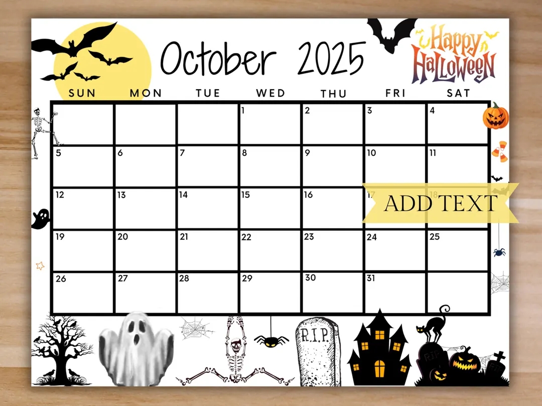 Editable Blank Calendar October 2025