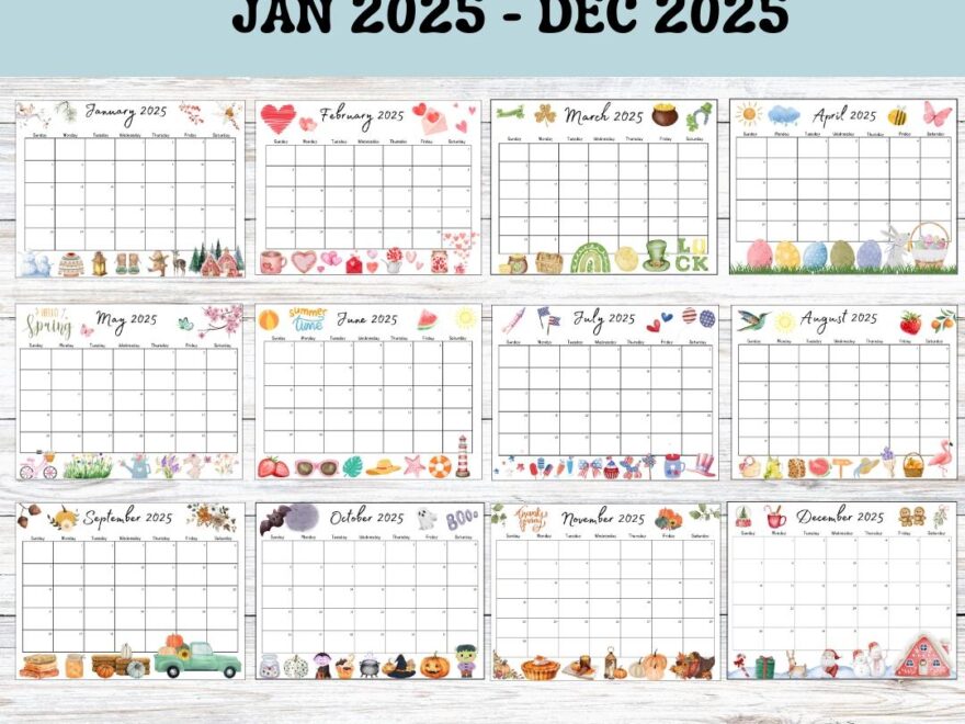Editable Year Long 2025 Calendar Printable Fillable Whole Year 12 Month Calendar Instant Download Fillable Activity Planner Office Schedule Etsy