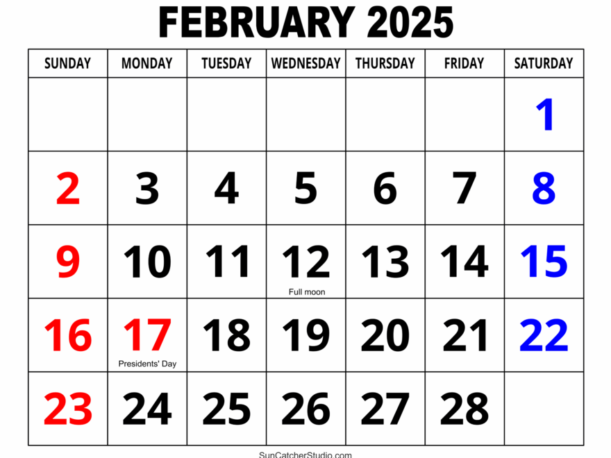 February 2025 Calendar Free Printable Free Printables Monograms Design Tools Patterns DIY Projects