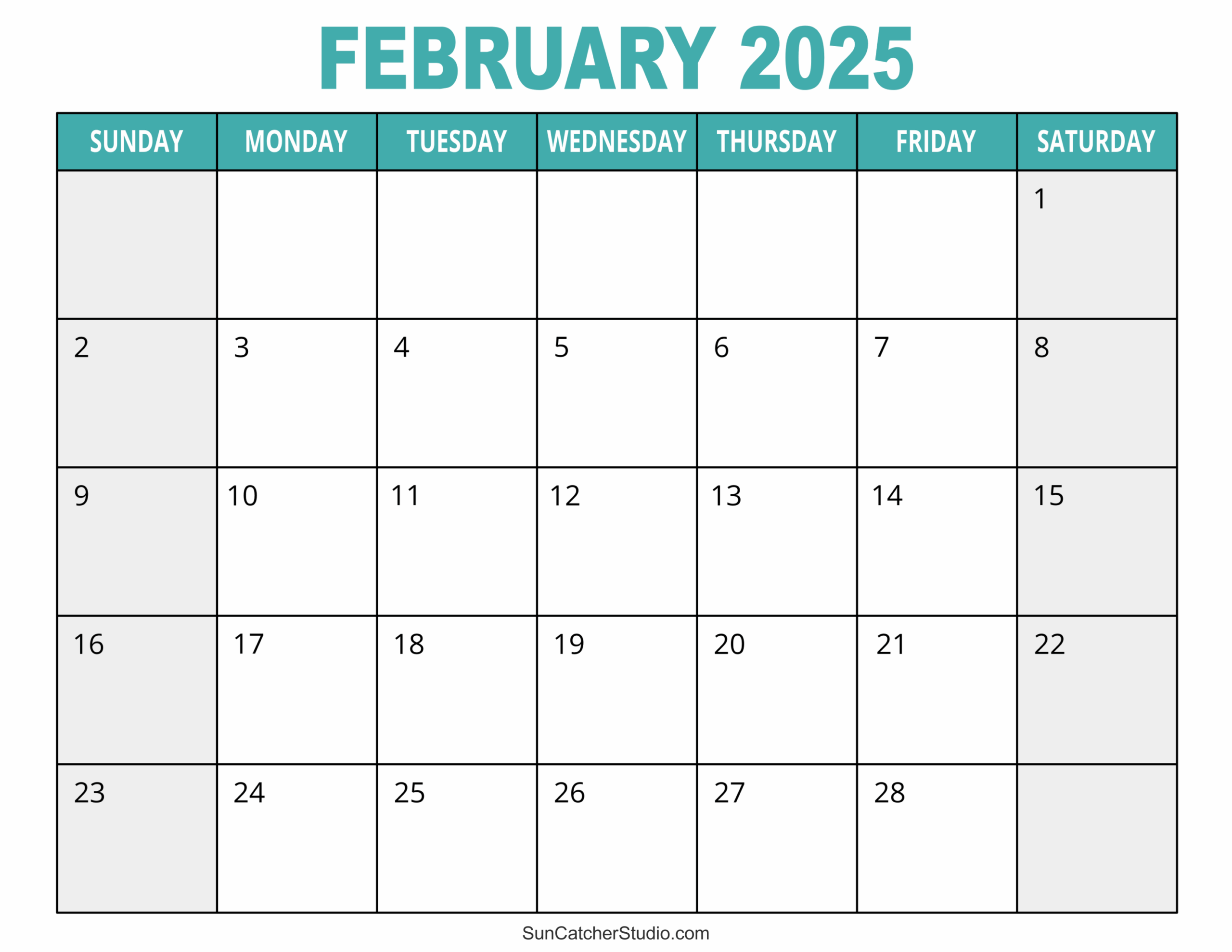 2025 Blank Event Calendar