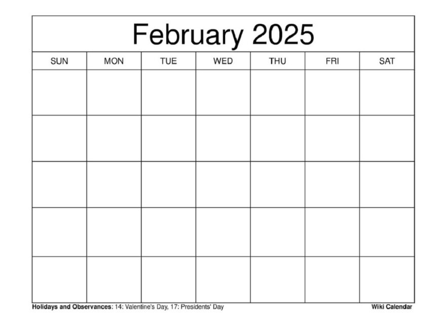 February 2025 Calendar Printable Templates More