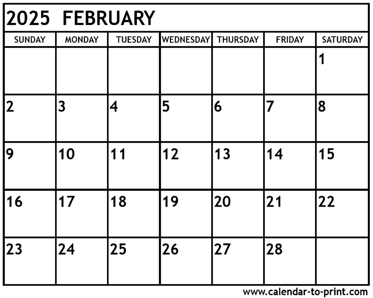 Blank Calendar 2025 Downloadable