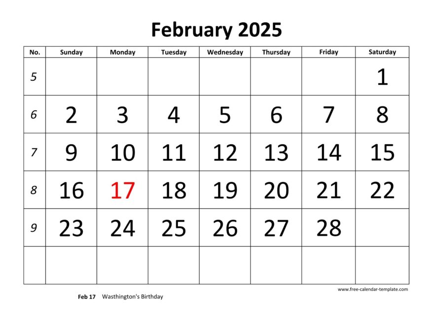 February 2025 Free Calendar Tempplate Free calendar template