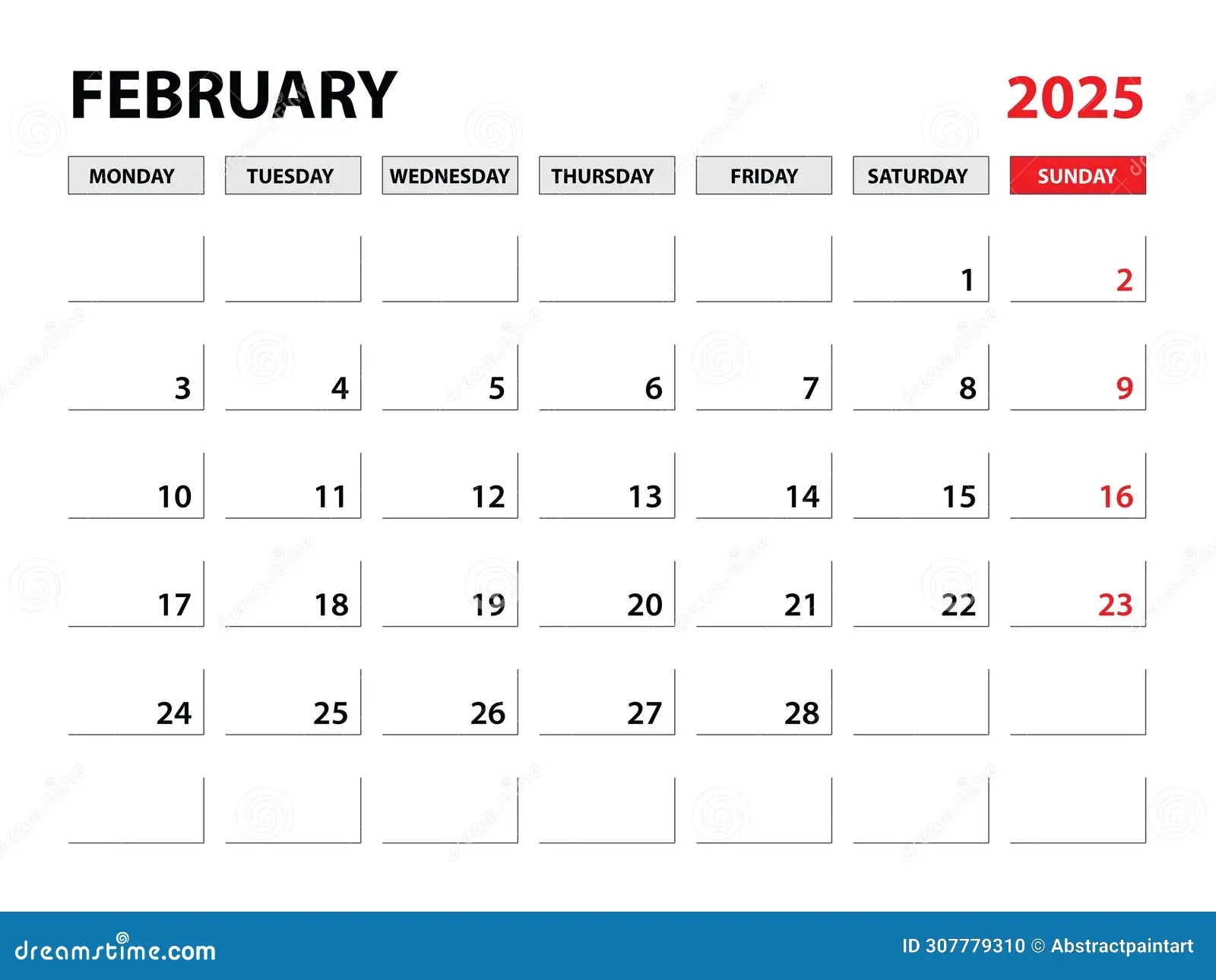 February 2025 Year Planner Template Calendar 2025 Template Monthly And Yearly Planners Organizer Diary Stock Vector Illustration Of Calendar Layout 307779310