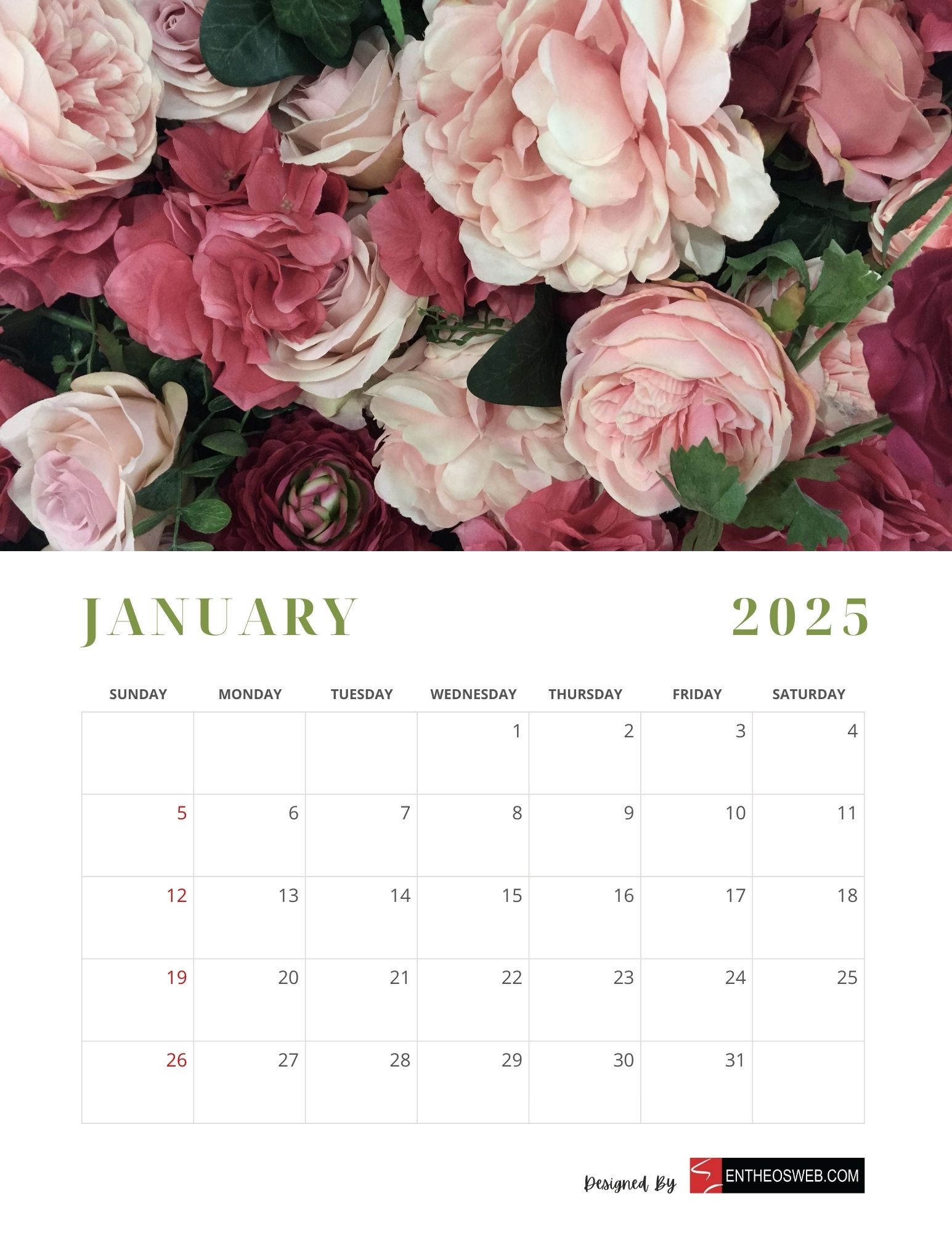 Floral 2025 Calendar Printable PDF EntheosWeb Floral 2025 Calendar Printable PDF EntheosWeb