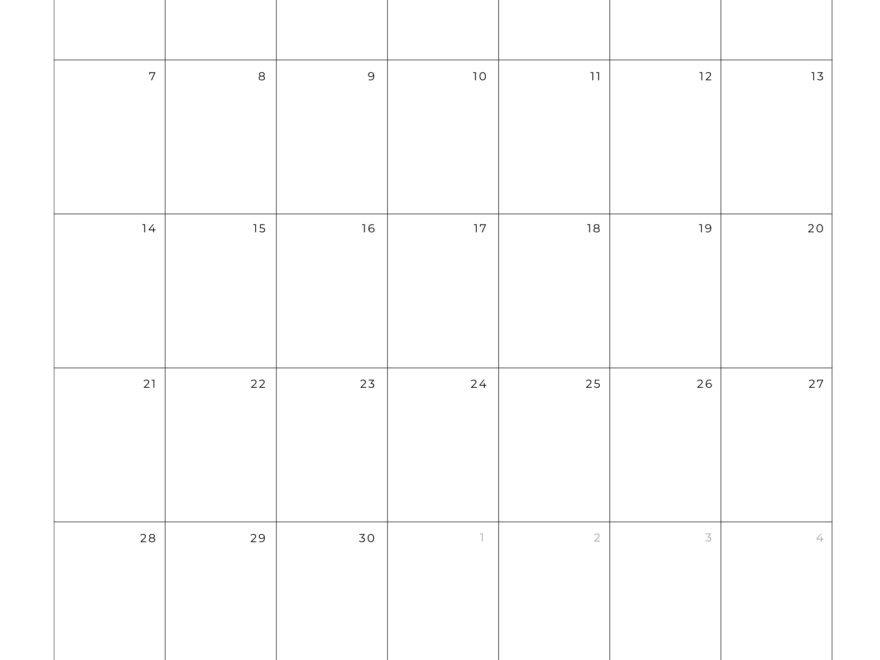 Free 2025 Calendar Printable Blank Portrait Templates