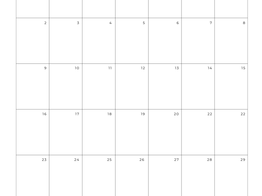 Free 2025 Calendar Printable Blank Portrait Templates