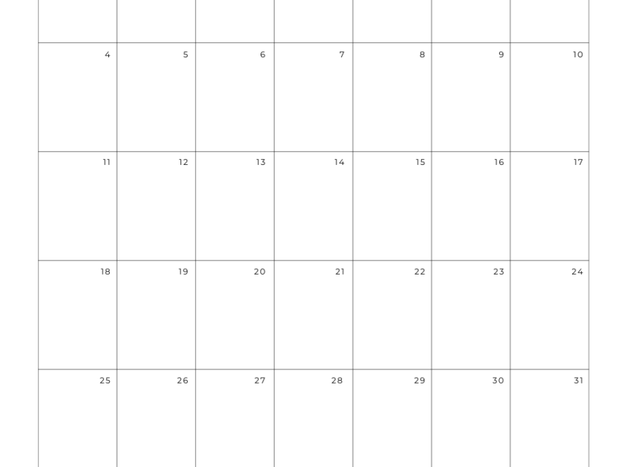 Free 2025 Calendar Printable Blank Portrait Templates