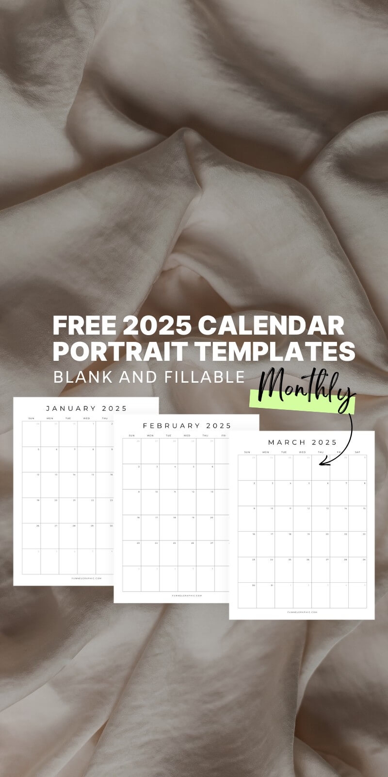 Blank Horizontal Calendar 2025 Priunt Out
