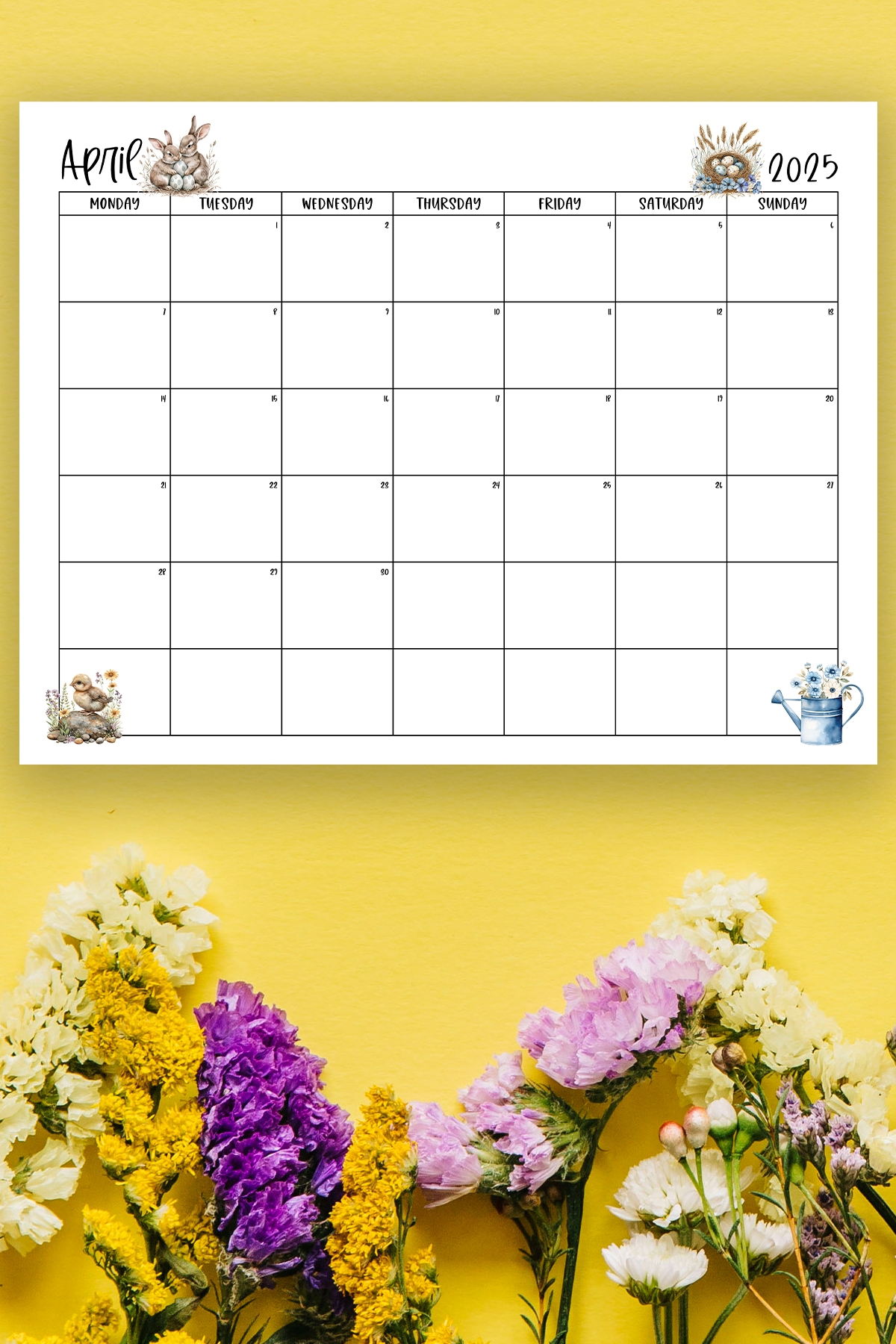 Free 2025 Printable Calendar With Monday And Sunday Start