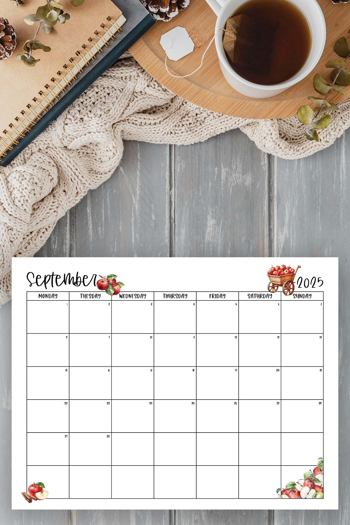 Blank 2025 Monthly Calendar Monday Start