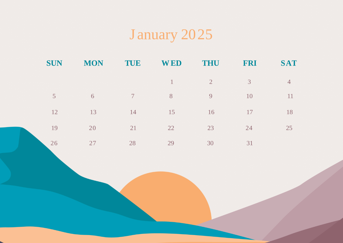 Free 2025 Printable Monthly Calendar Template To Edit Online