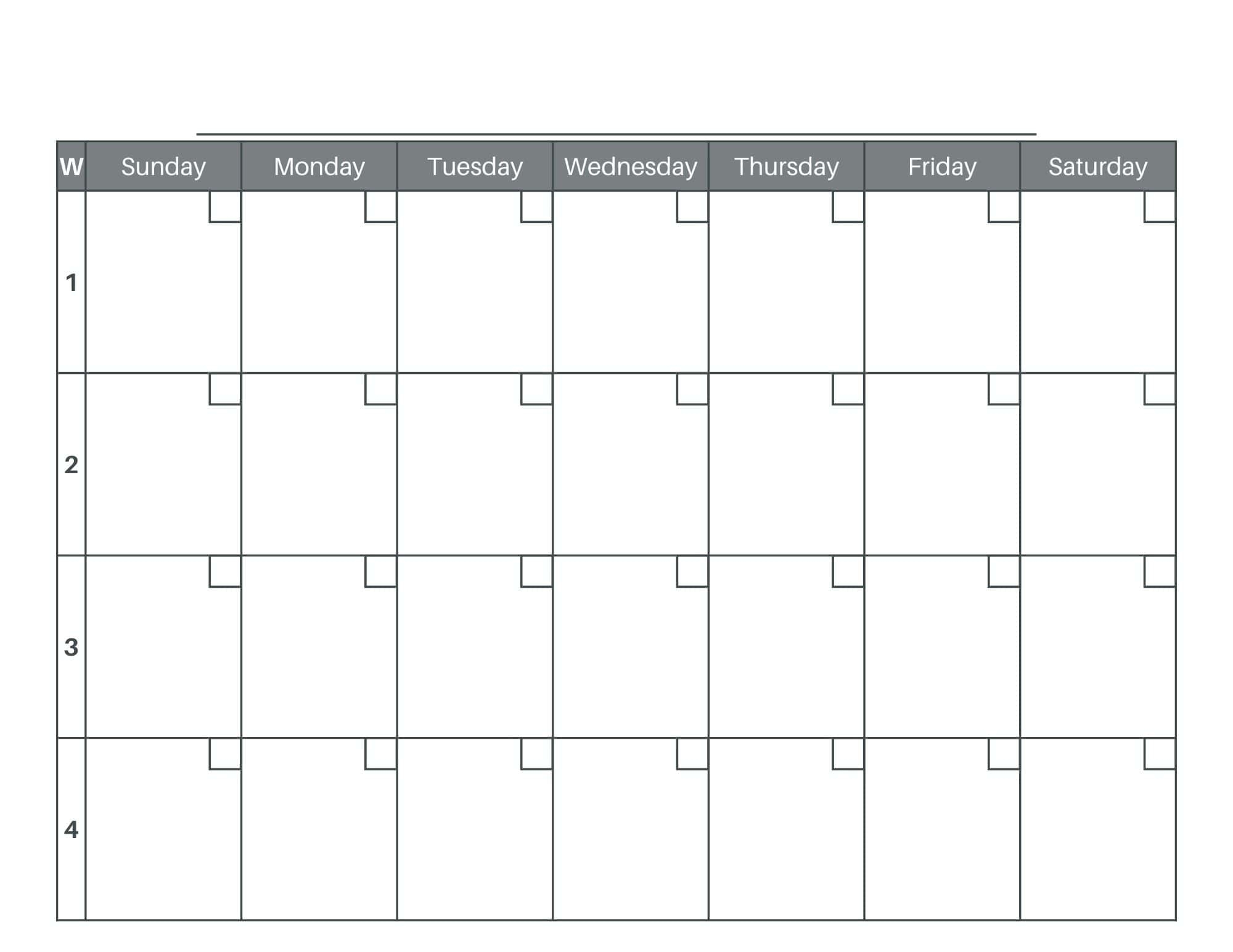 Free 4 Week Calendar Printable PDF