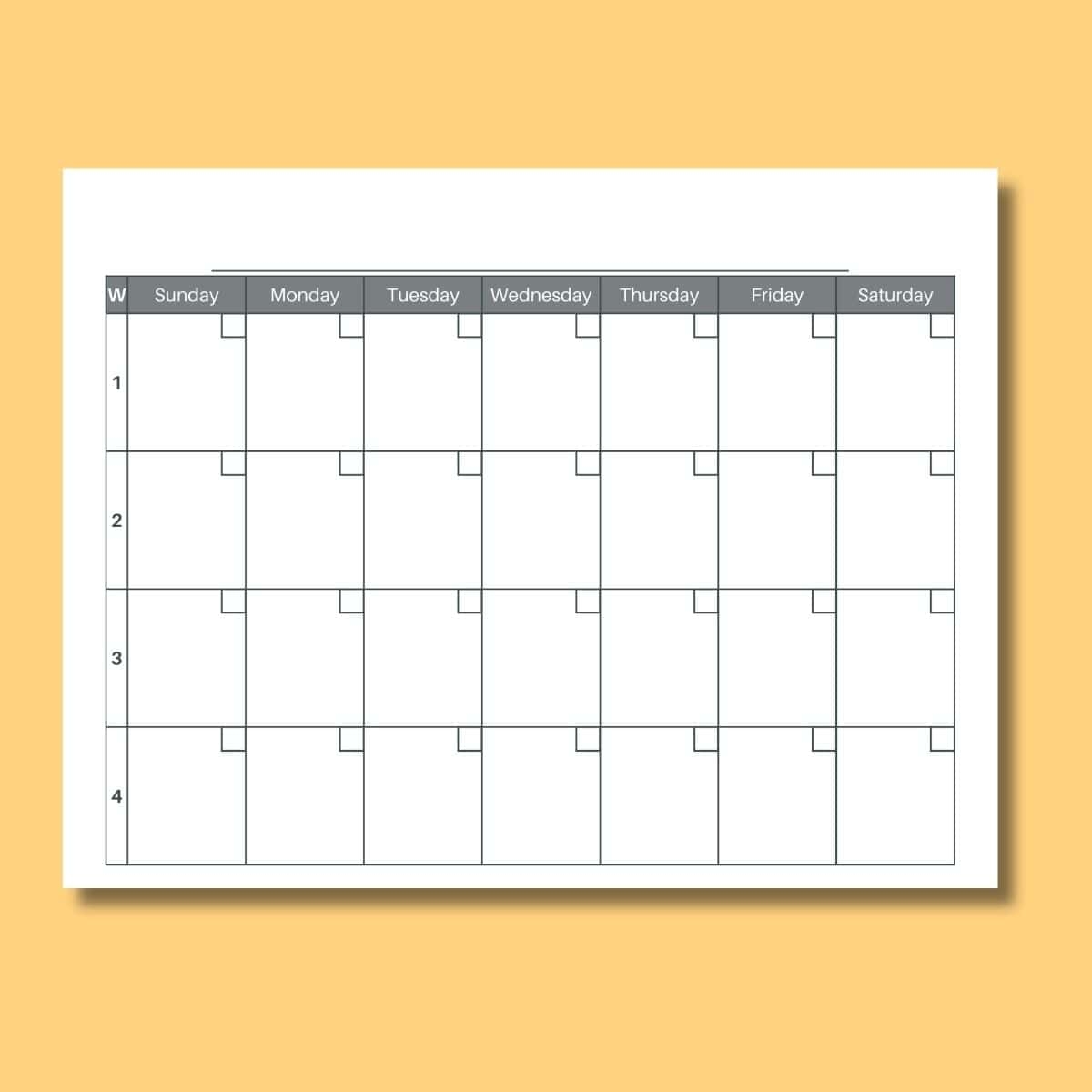 Free 4 Week Calendar Printable PDF
