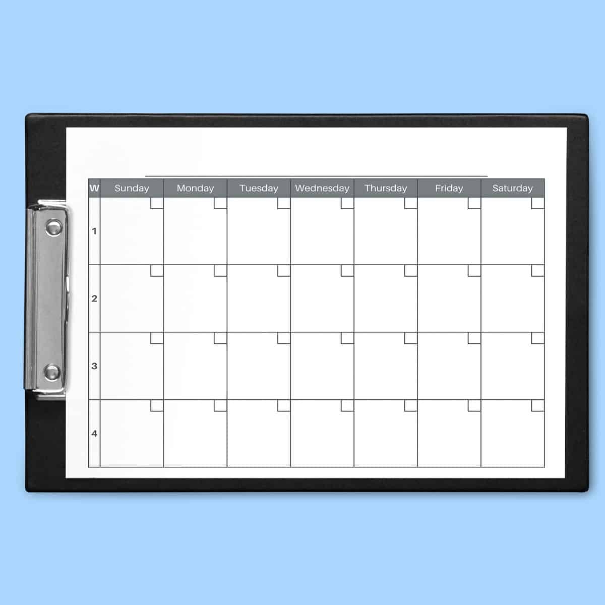 Free 4 Week Calendar Printable PDF