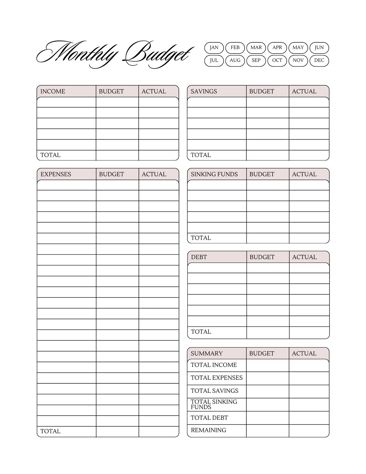 Free And Customizable Budget Templates