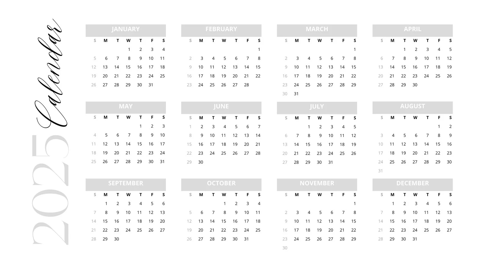 Free And Customizable Yearly Templates