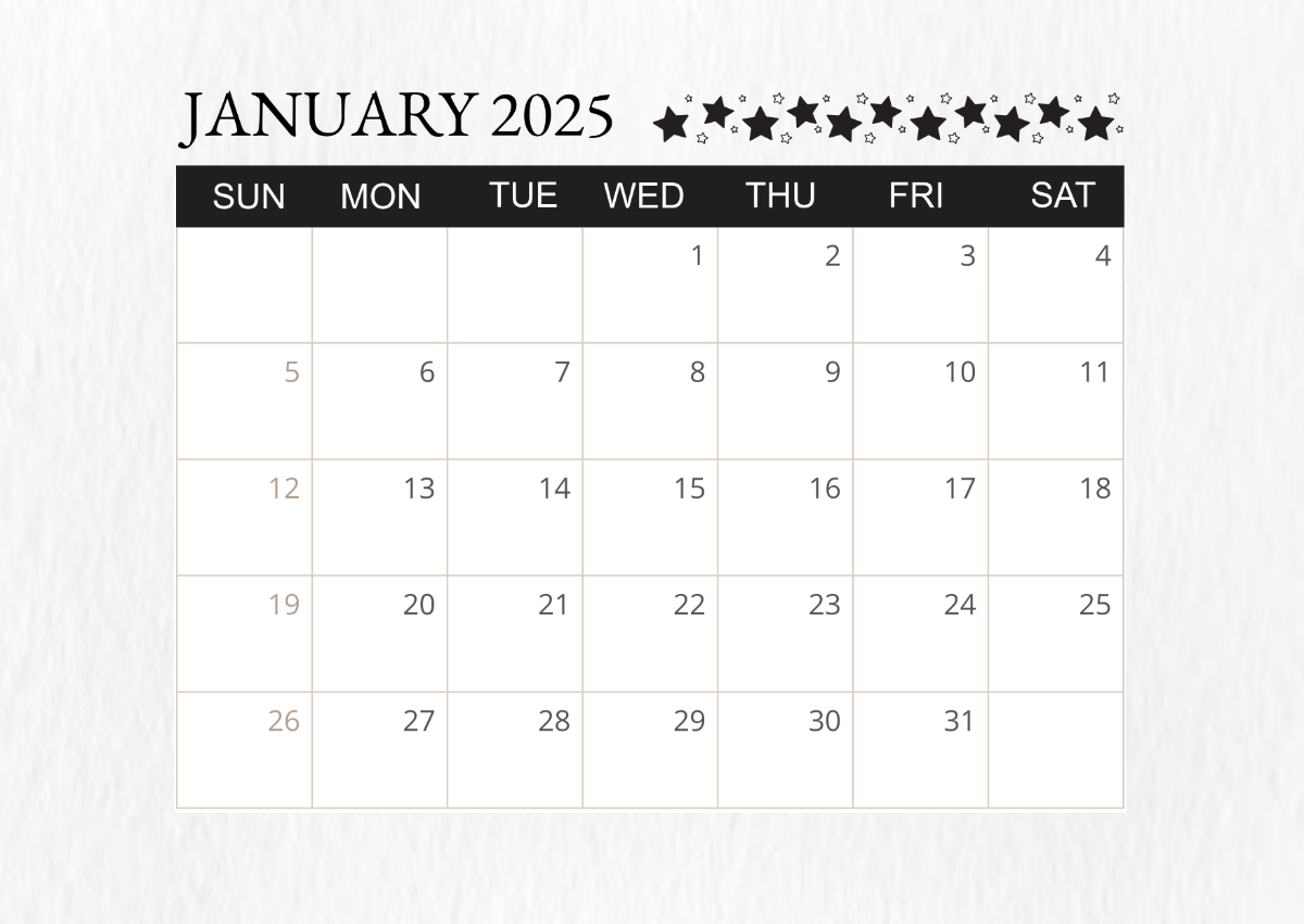 Free Blank January 2025 Calendar Template To Edit Online