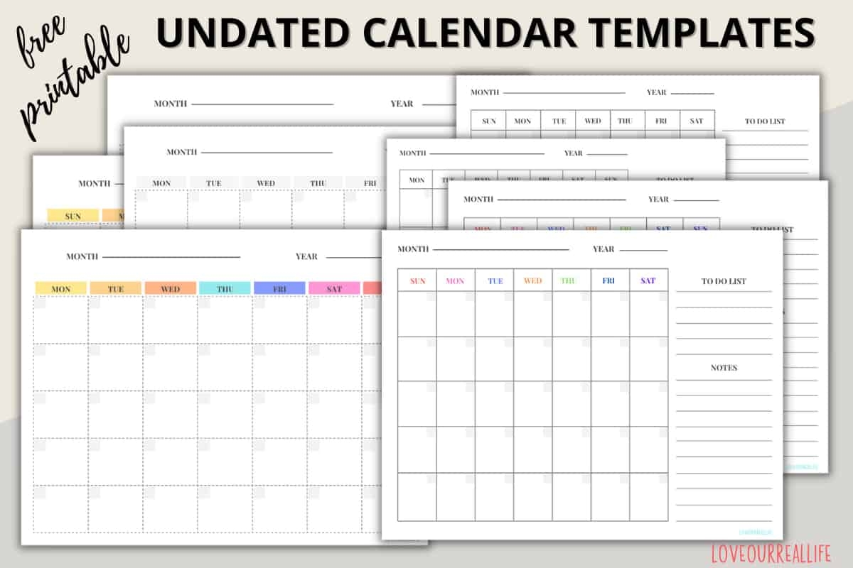 Blank Monthly Calendar 2025 No Dates