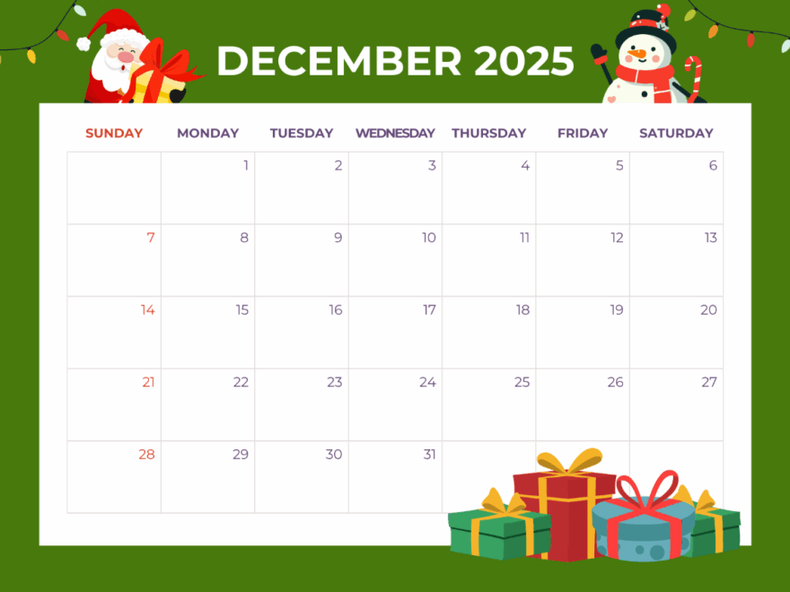 Free Christmas Calendar For Friends Template To Edit Online