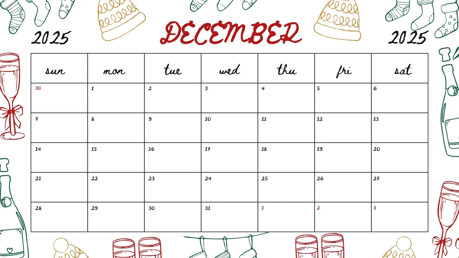 Free Custom Printable Christmas Calendar Templates Canva