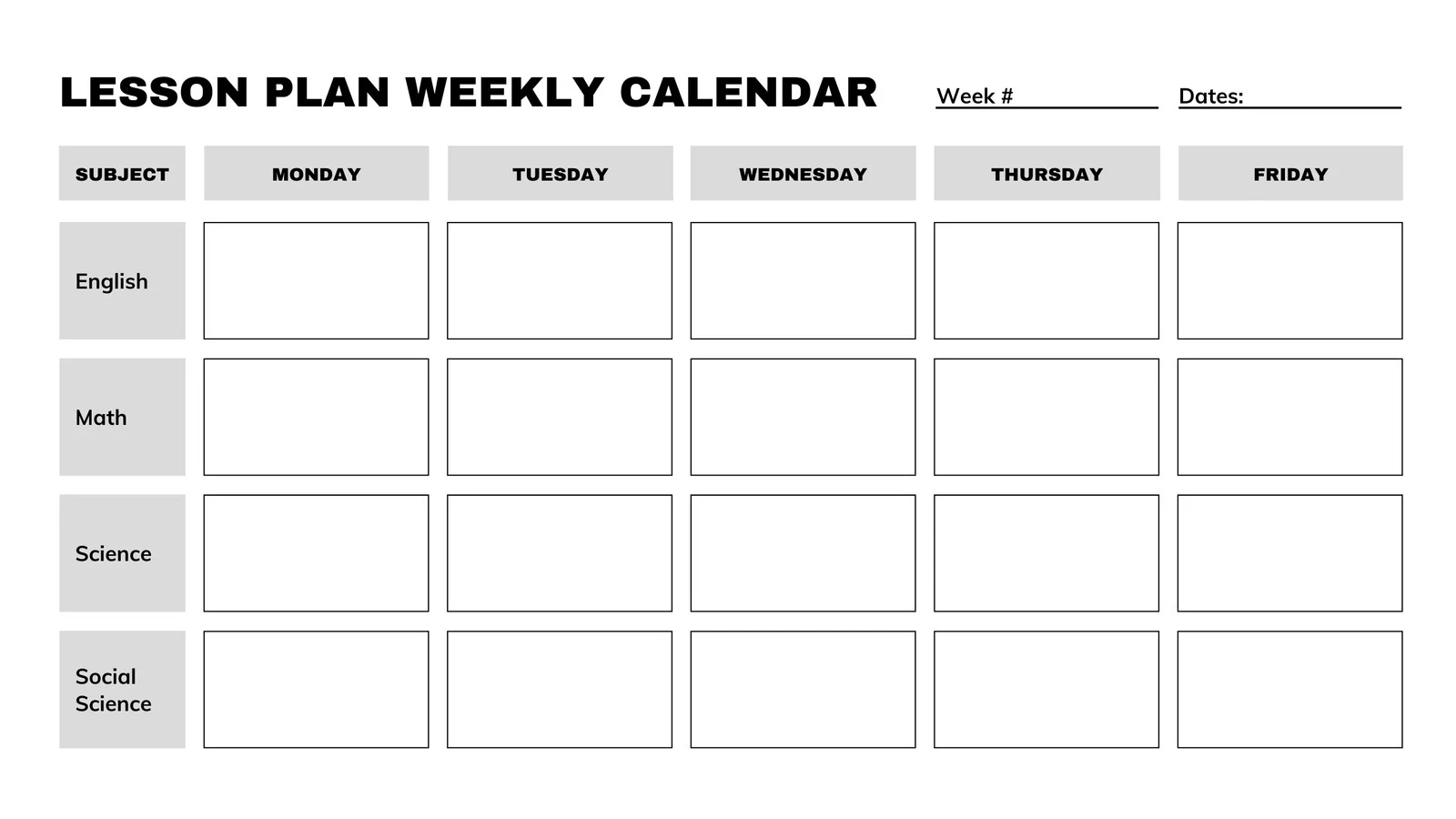 Blank Kid Calendar 2025 Classroom