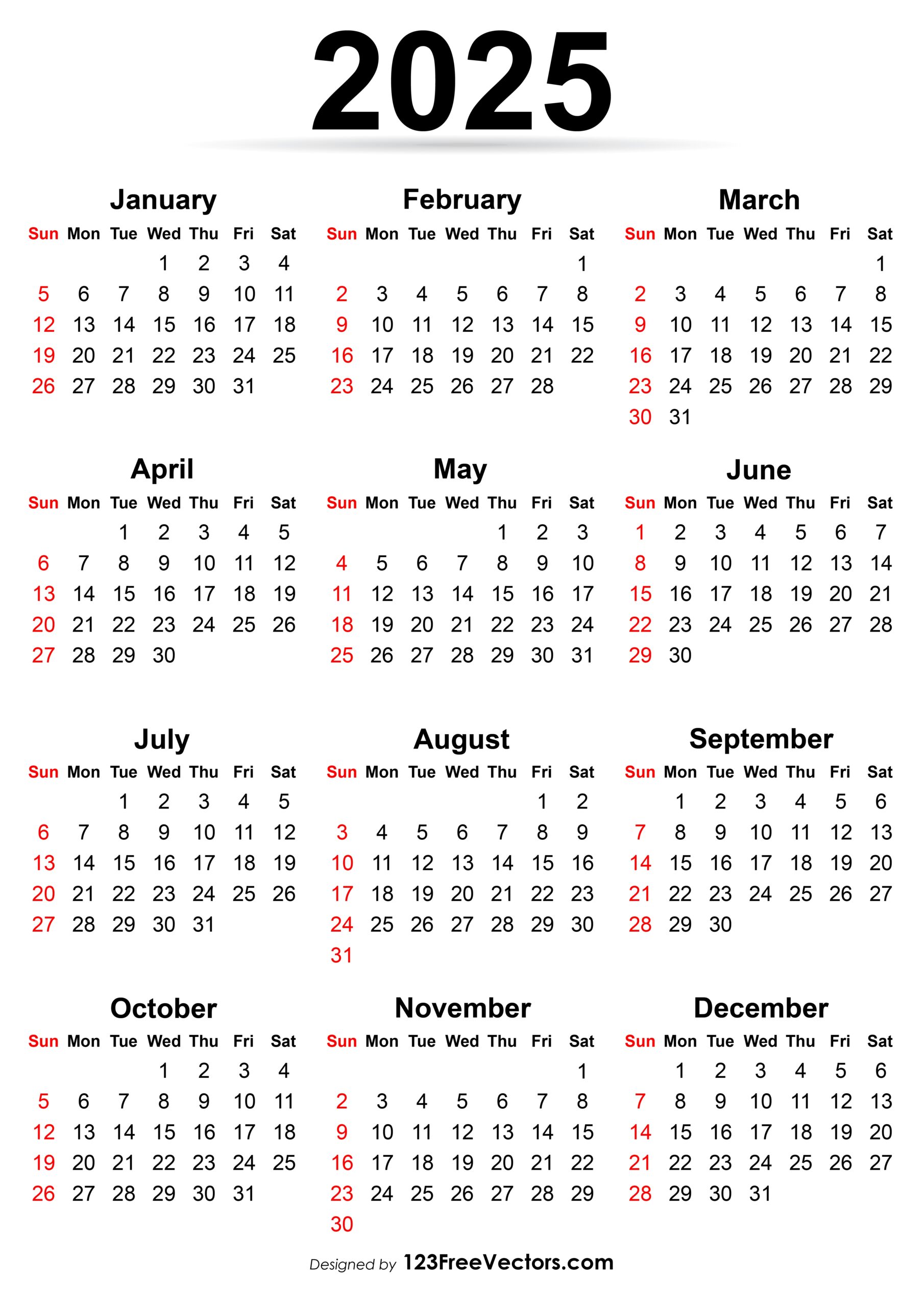 Free Download 2025 Calendar With Week Numbers