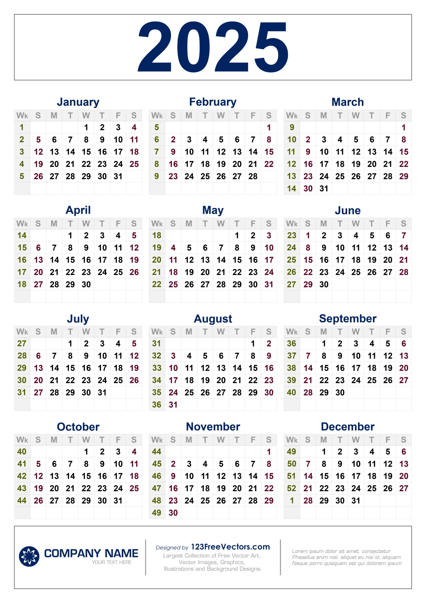 Blank Calendar 2025 No Downloads
