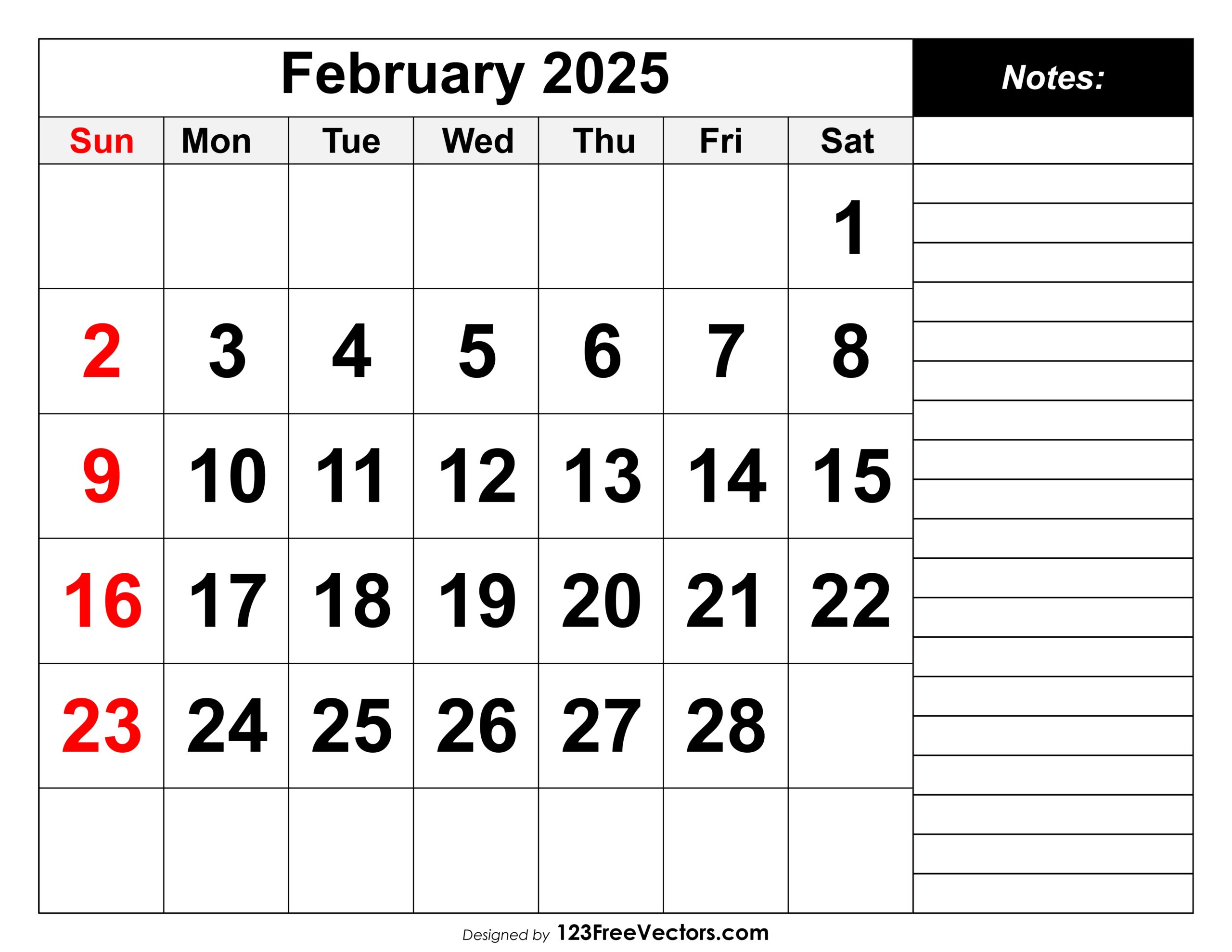 Free Download Calendar February 2025