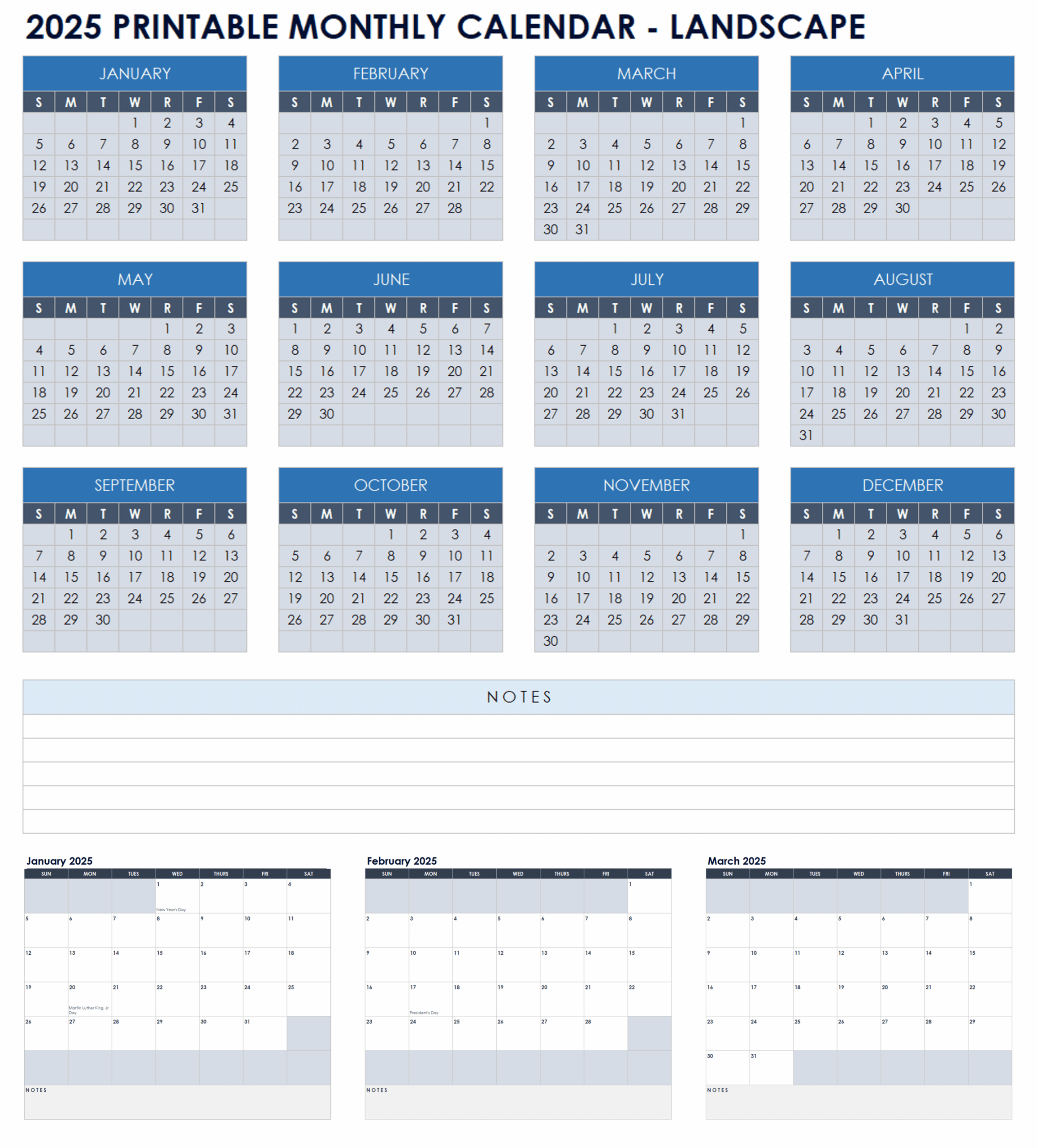 Blank Calendar 2025 Daily Sheet
