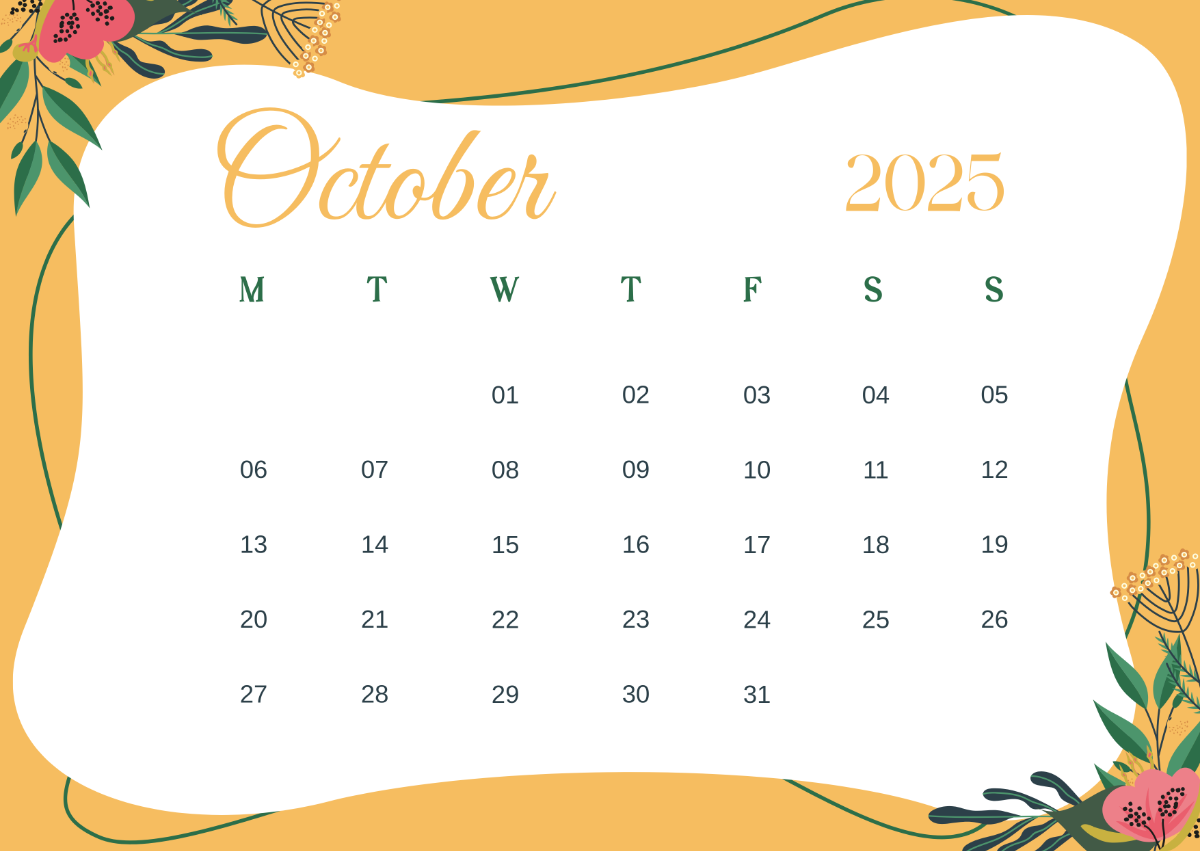 Free Floral Background October 2025 Calendar Template To Edit Online Free Floral Background October 2025 Calendar Template To Edit Online