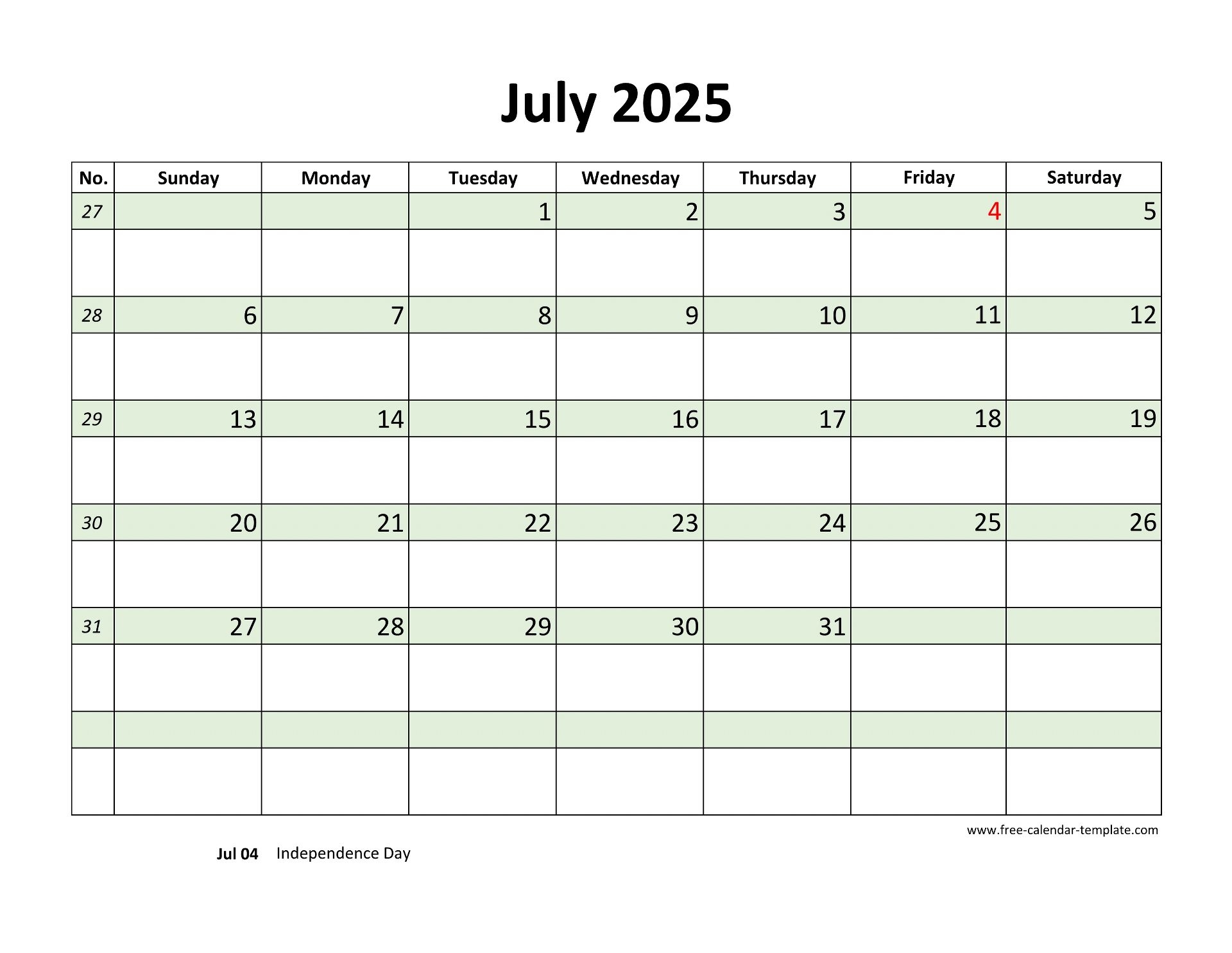 Blank Printable Coloring Calendar 2025