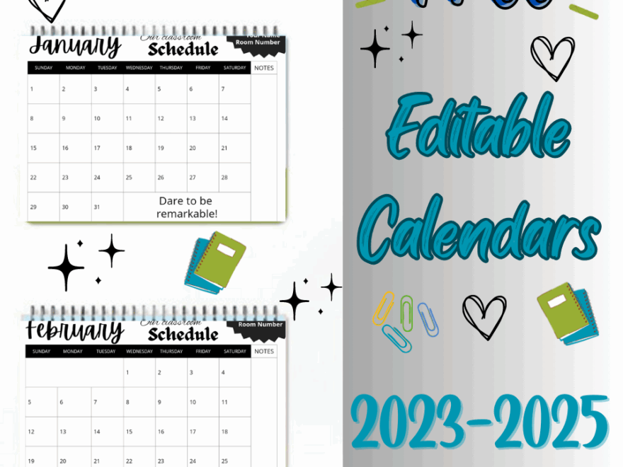 Free Monthly Calendars 2023 2025 EDITABLE PRINTABLE Made By Teachers