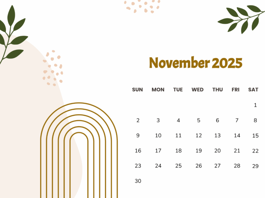 Free November 2025 Journal Calendar Template To Edit Online
